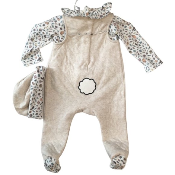 Dylan & Abby NEW Baby Girl 3 Piece Set Bunny Overalls Top Hat Size 6 to 9 Months - Picture 4 of 17